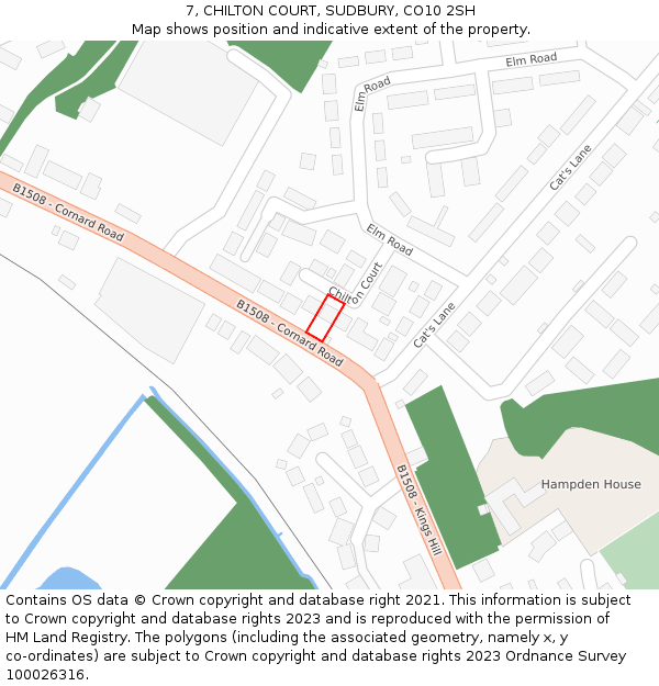 7, CHILTON COURT, SUDBURY, CO10 2SH: Location map and indicative extent of plot