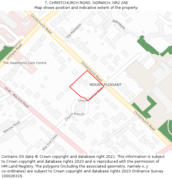 7, CHRISTCHURCH ROAD, NORWICH, NR2 2AE: Location map and indicative extent of plot