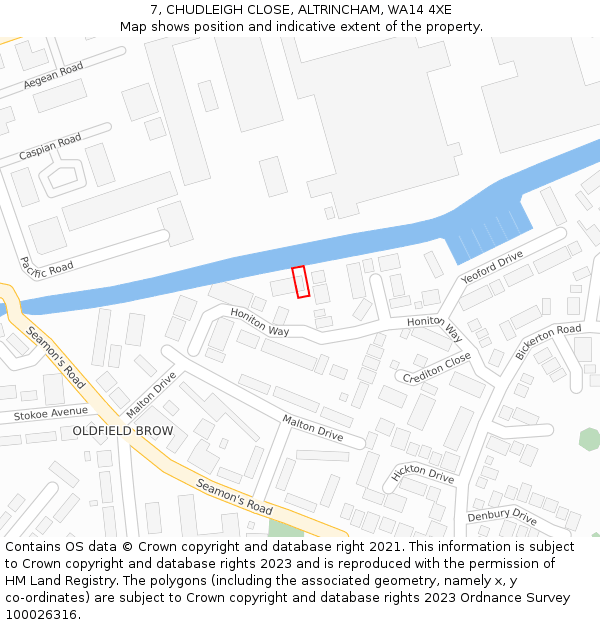 7, CHUDLEIGH CLOSE, ALTRINCHAM, WA14 4XE: Location map and indicative extent of plot