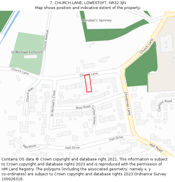 7, CHURCH LANE, LOWESTOFT, NR32 3JN: Location map and indicative extent of plot
