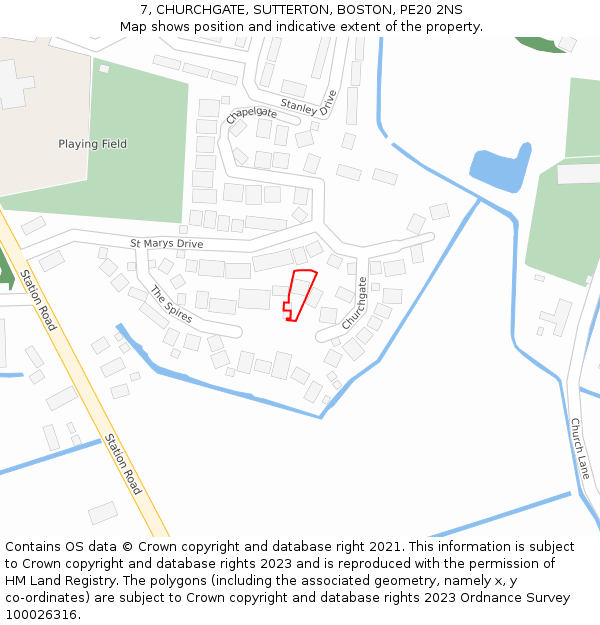 7, CHURCHGATE, SUTTERTON, BOSTON, PE20 2NS: Location map and indicative extent of plot