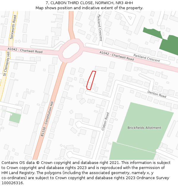 7, CLABON THIRD CLOSE, NORWICH, NR3 4HH: Location map and indicative extent of plot