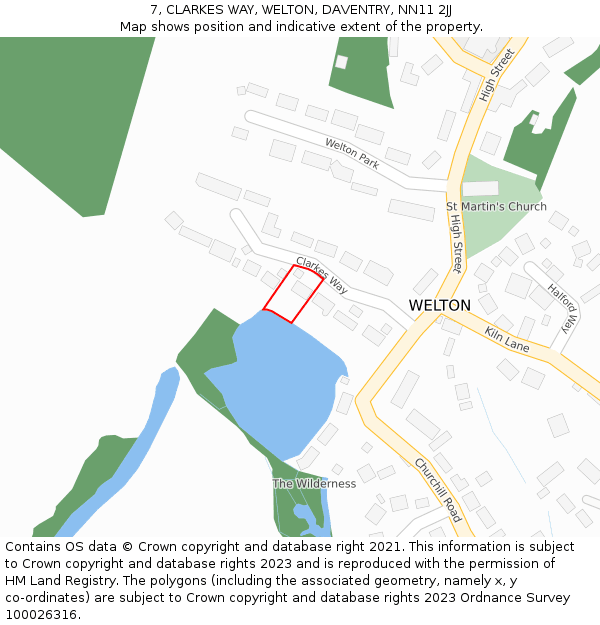 7, CLARKES WAY, WELTON, DAVENTRY, NN11 2JJ: Location map and indicative extent of plot