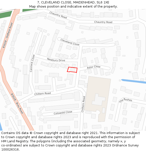 7, CLEVELAND CLOSE, MAIDENHEAD, SL6 1XE: Location map and indicative extent of plot