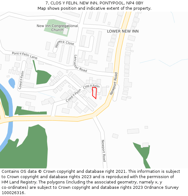 7, CLOS Y FELIN, NEW INN, PONTYPOOL, NP4 0BY: Location map and indicative extent of plot