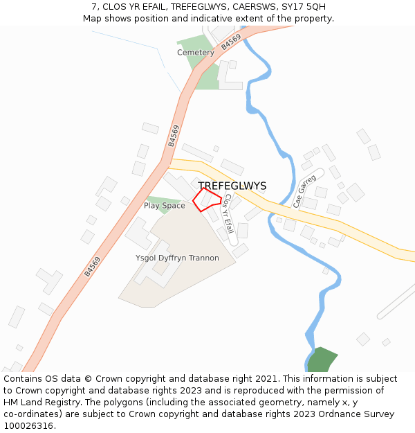 7, CLOS YR EFAIL, TREFEGLWYS, CAERSWS, SY17 5QH: Location map and indicative extent of plot