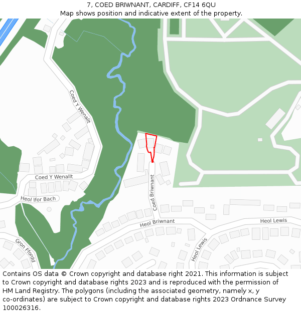 7, COED BRIWNANT, CARDIFF, CF14 6QU: Location map and indicative extent of plot