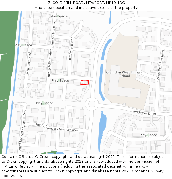 7, COLD MILL ROAD, NEWPORT, NP19 4DG: Location map and indicative extent of plot