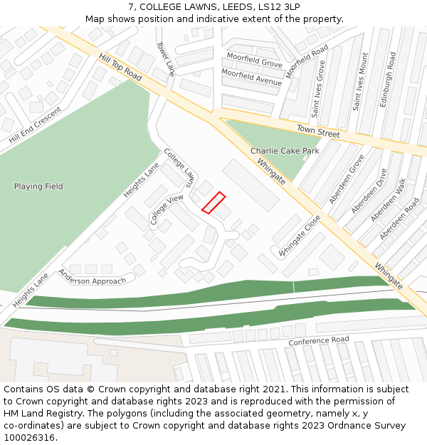 7, COLLEGE LAWNS, LEEDS, LS12 3LP: Location map and indicative extent of plot