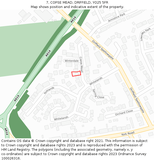 7, COPSE MEAD, DRIFFIELD, YO25 5FR: Location map and indicative extent of plot