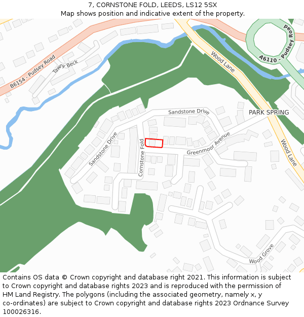7, CORNSTONE FOLD, LEEDS, LS12 5SX: Location map and indicative extent of plot