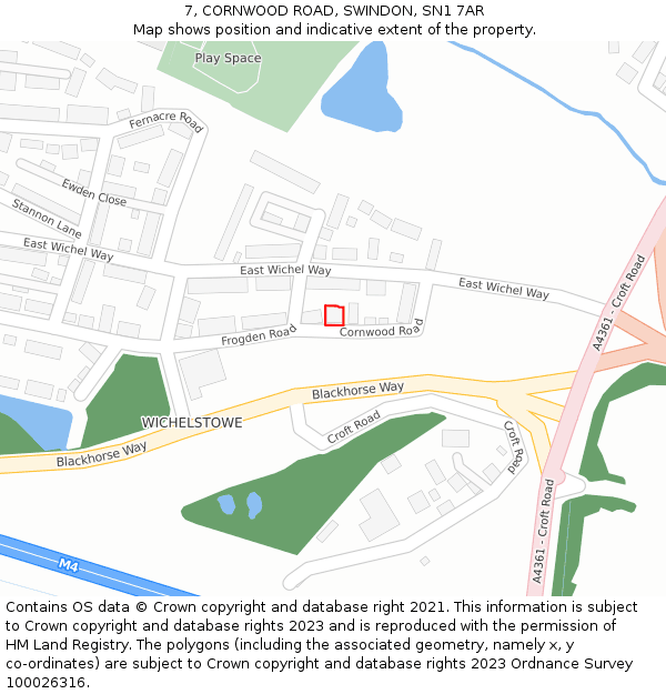7, CORNWOOD ROAD, SWINDON, SN1 7AR: Location map and indicative extent of plot