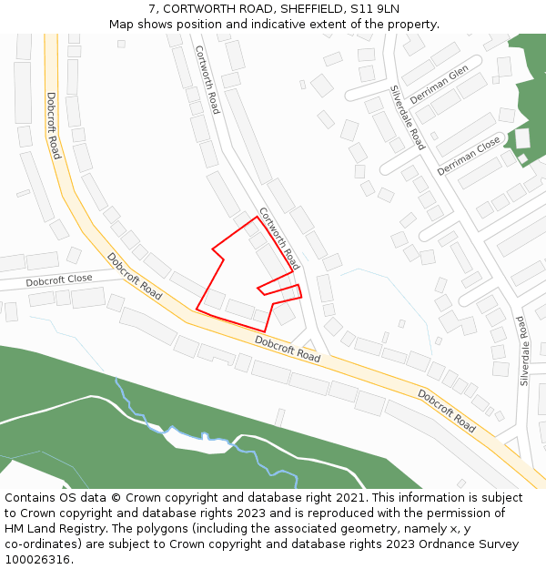 7, CORTWORTH ROAD, SHEFFIELD, S11 9LN: Location map and indicative extent of plot