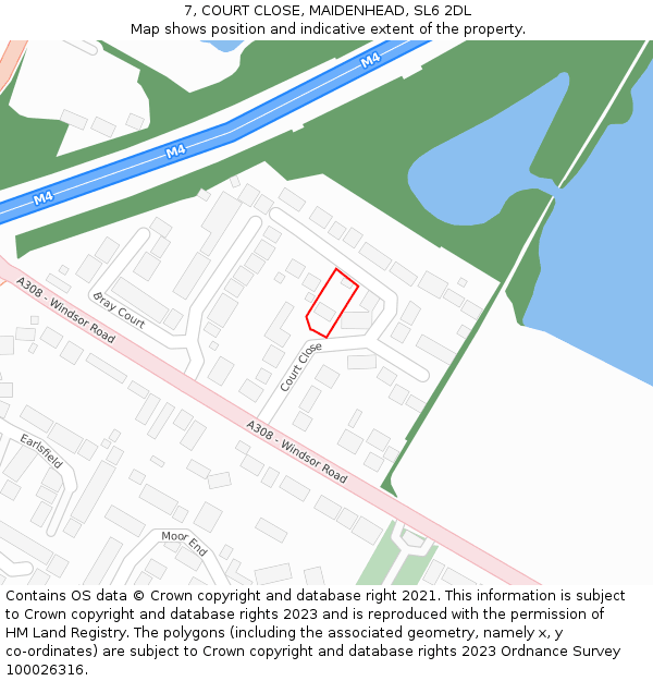 7, COURT CLOSE, MAIDENHEAD, SL6 2DL: Location map and indicative extent of plot