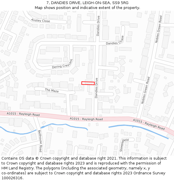 7, DANDIES DRIVE, LEIGH-ON-SEA, SS9 5RG: Location map and indicative extent of plot