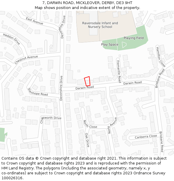 7, DARWIN ROAD, MICKLEOVER, DERBY, DE3 9HT: Location map and indicative extent of plot