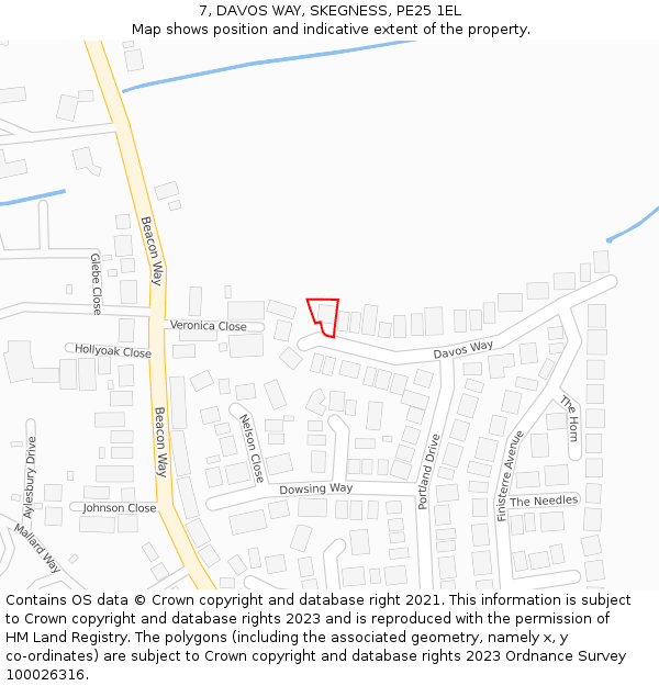 7, DAVOS WAY, SKEGNESS, PE25 1EL: Location map and indicative extent of plot