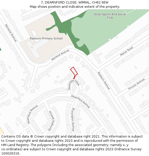7, DEARNFORD CLOSE, WIRRAL, CH62 6EW: Location map and indicative extent of plot