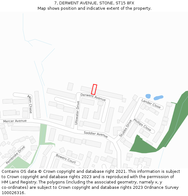 7, DERWENT AVENUE, STONE, ST15 8FX: Location map and indicative extent of plot