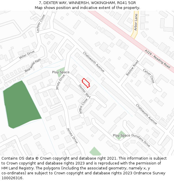 7, DEXTER WAY, WINNERSH, WOKINGHAM, RG41 5GR: Location map and indicative extent of plot