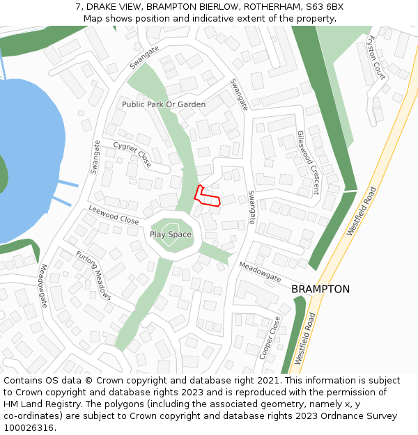 7, DRAKE VIEW, BRAMPTON BIERLOW, ROTHERHAM, S63 6BX: Location map and indicative extent of plot