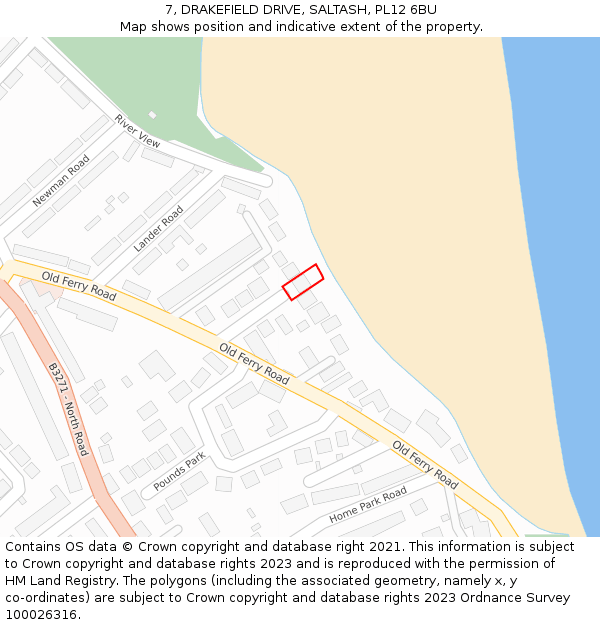 7, DRAKEFIELD DRIVE, SALTASH, PL12 6BU: Location map and indicative extent of plot