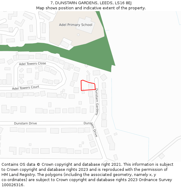 7, DUNSTARN GARDENS, LEEDS, LS16 8EJ: Location map and indicative extent of plot