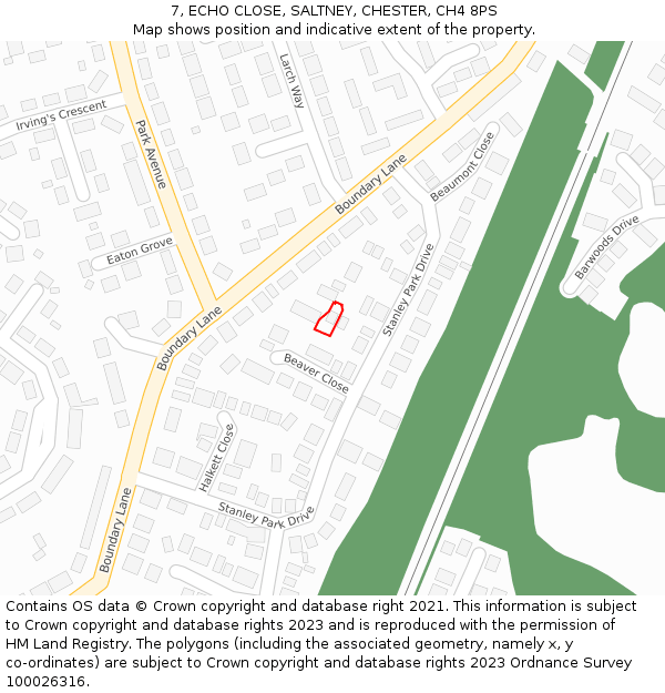7, ECHO CLOSE, SALTNEY, CHESTER, CH4 8PS: Location map and indicative extent of plot