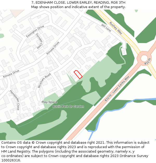 7, EDENHAM CLOSE, LOWER EARLEY, READING, RG6 3TH: Location map and indicative extent of plot