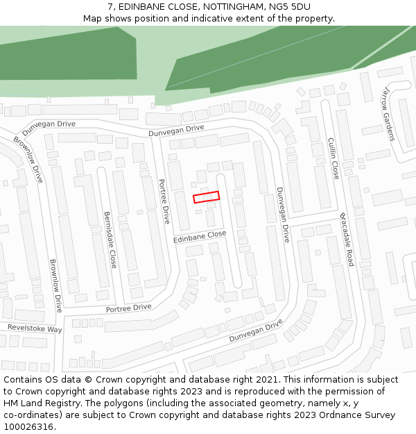 7, EDINBANE CLOSE, NOTTINGHAM, NG5 5DU: Location map and indicative extent of plot