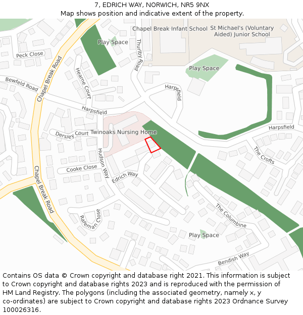 7, EDRICH WAY, NORWICH, NR5 9NX: Location map and indicative extent of plot