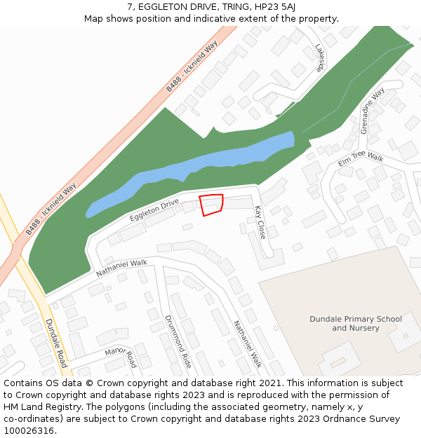 7, EGGLETON DRIVE, TRING, HP23 5AJ: Location map and indicative extent of plot