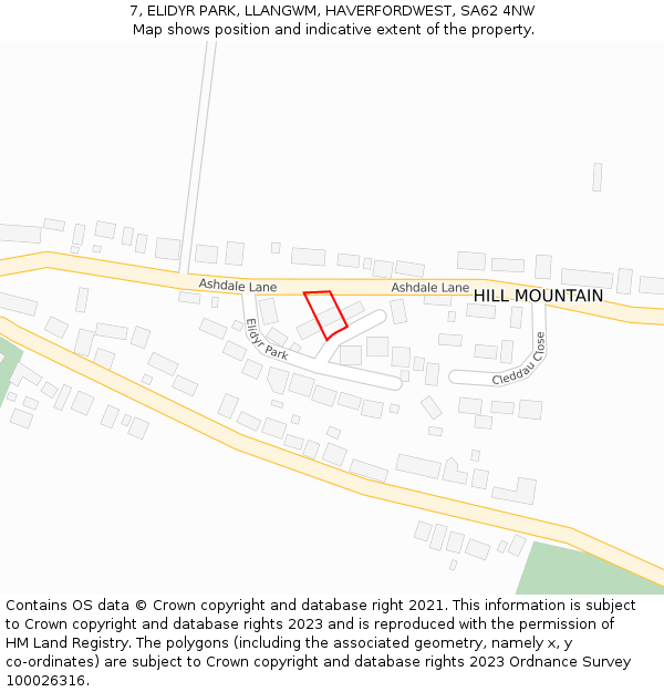 7, ELIDYR PARK, LLANGWM, HAVERFORDWEST, SA62 4NW: Location map and indicative extent of plot
