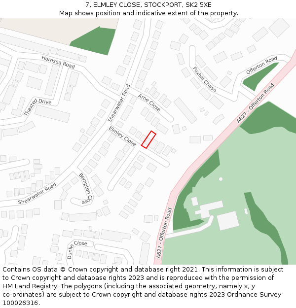 7, ELMLEY CLOSE, STOCKPORT, SK2 5XE: Location map and indicative extent of plot