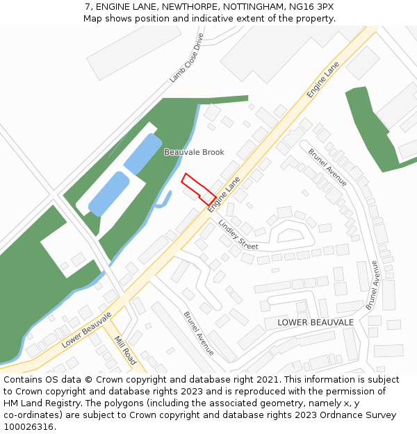 7, ENGINE LANE, NEWTHORPE, NOTTINGHAM, NG16 3PX: Location map and indicative extent of plot