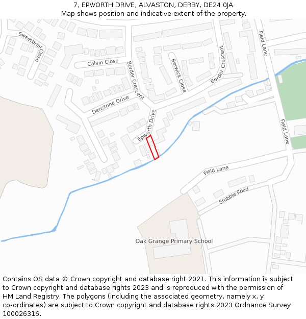 7, EPWORTH DRIVE, ALVASTON, DERBY, DE24 0JA: Location map and indicative extent of plot