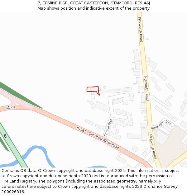 7, ERMINE RISE, GREAT CASTERTON, STAMFORD, PE9 4AJ: Location map and indicative extent of plot