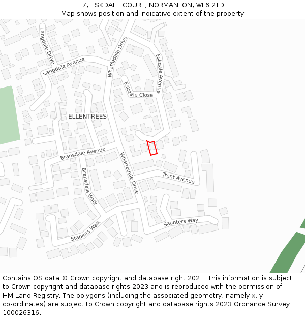 7, ESKDALE COURT, NORMANTON, WF6 2TD: Location map and indicative extent of plot