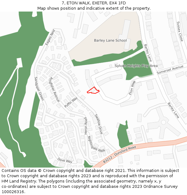 7, ETON WALK, EXETER, EX4 1FD: Location map and indicative extent of plot