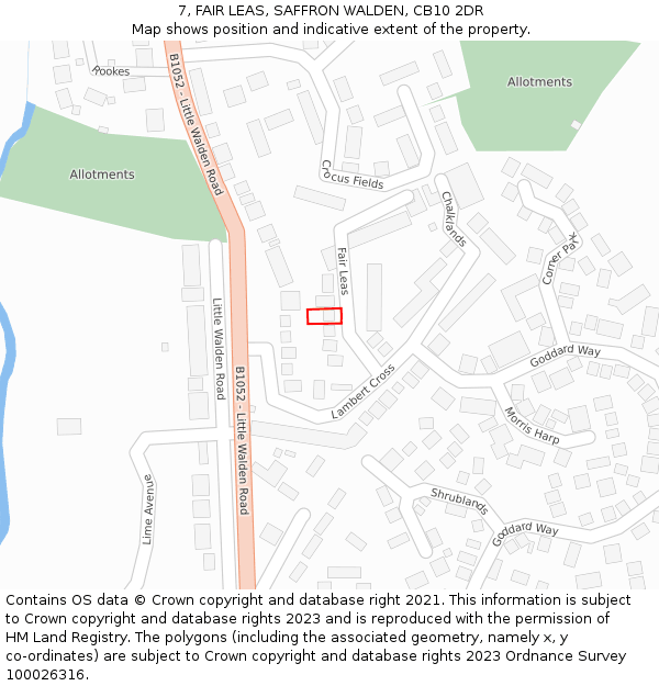 7, FAIR LEAS, SAFFRON WALDEN, CB10 2DR: Location map and indicative extent of plot