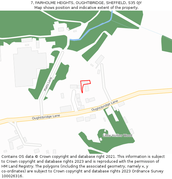 7, FAIRHOLME HEIGHTS, OUGHTIBRIDGE, SHEFFIELD, S35 0JY: Location map and indicative extent of plot