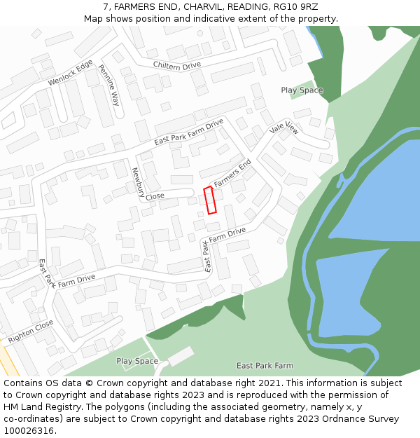 7, FARMERS END, CHARVIL, READING, RG10 9RZ: Location map and indicative extent of plot
