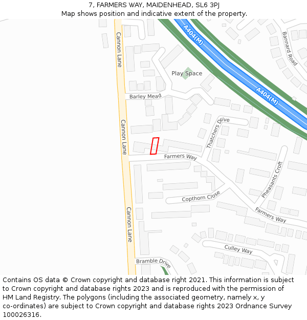 7, FARMERS WAY, MAIDENHEAD, SL6 3PJ: Location map and indicative extent of plot
