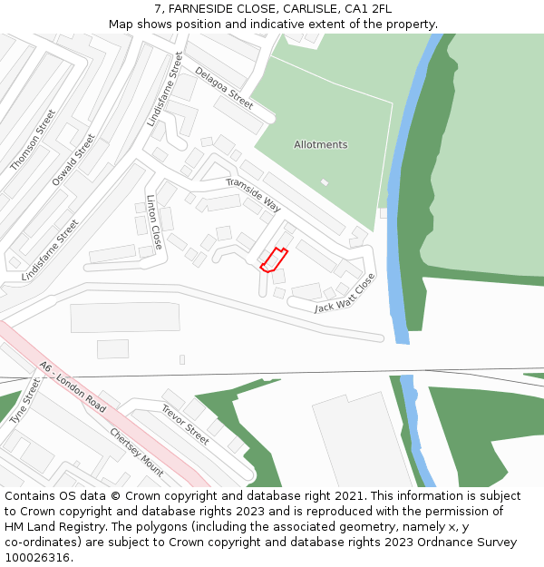 7, FARNESIDE CLOSE, CARLISLE, CA1 2FL: Location map and indicative extent of plot