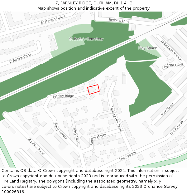 7, FARNLEY RIDGE, DURHAM, DH1 4HB: Location map and indicative extent of plot