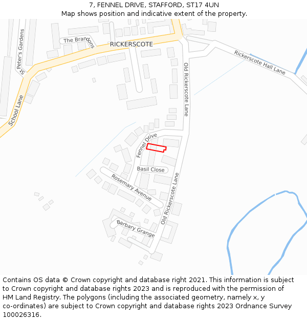 7, FENNEL DRIVE, STAFFORD, ST17 4UN: Location map and indicative extent of plot