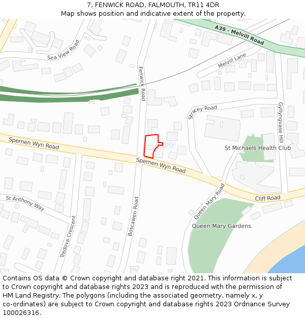 7, FENWICK ROAD, FALMOUTH, TR11 4DR: Location map and indicative extent of plot