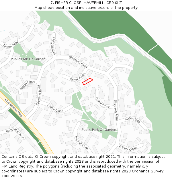 7, FISHER CLOSE, HAVERHILL, CB9 0LZ: Location map and indicative extent of plot