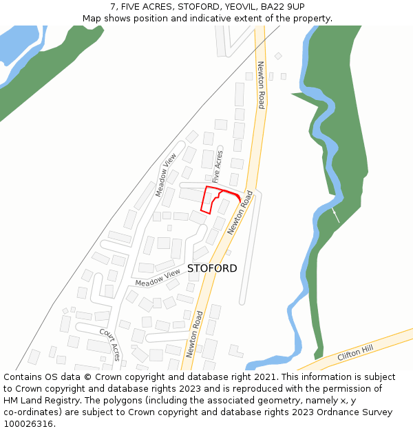 7, FIVE ACRES, STOFORD, YEOVIL, BA22 9UP: Location map and indicative extent of plot