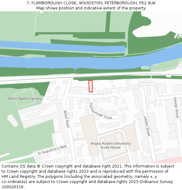 7, FLAMBOROUGH CLOSE, WOODSTON, PETERBOROUGH, PE2 9LW: Location map and indicative extent of plot